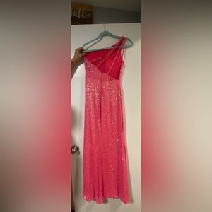 Hot pink sequin prom dress